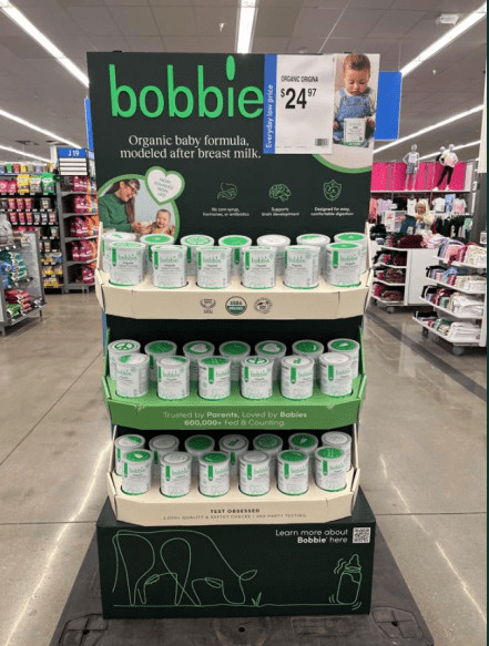 Bobbie's endcap at Walmart 